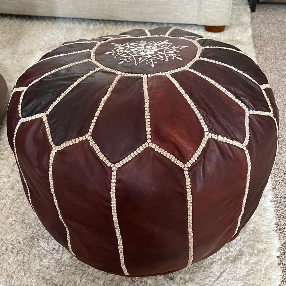 Leather pouf “cover only”